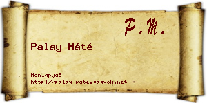 Palay Máté névjegykártya